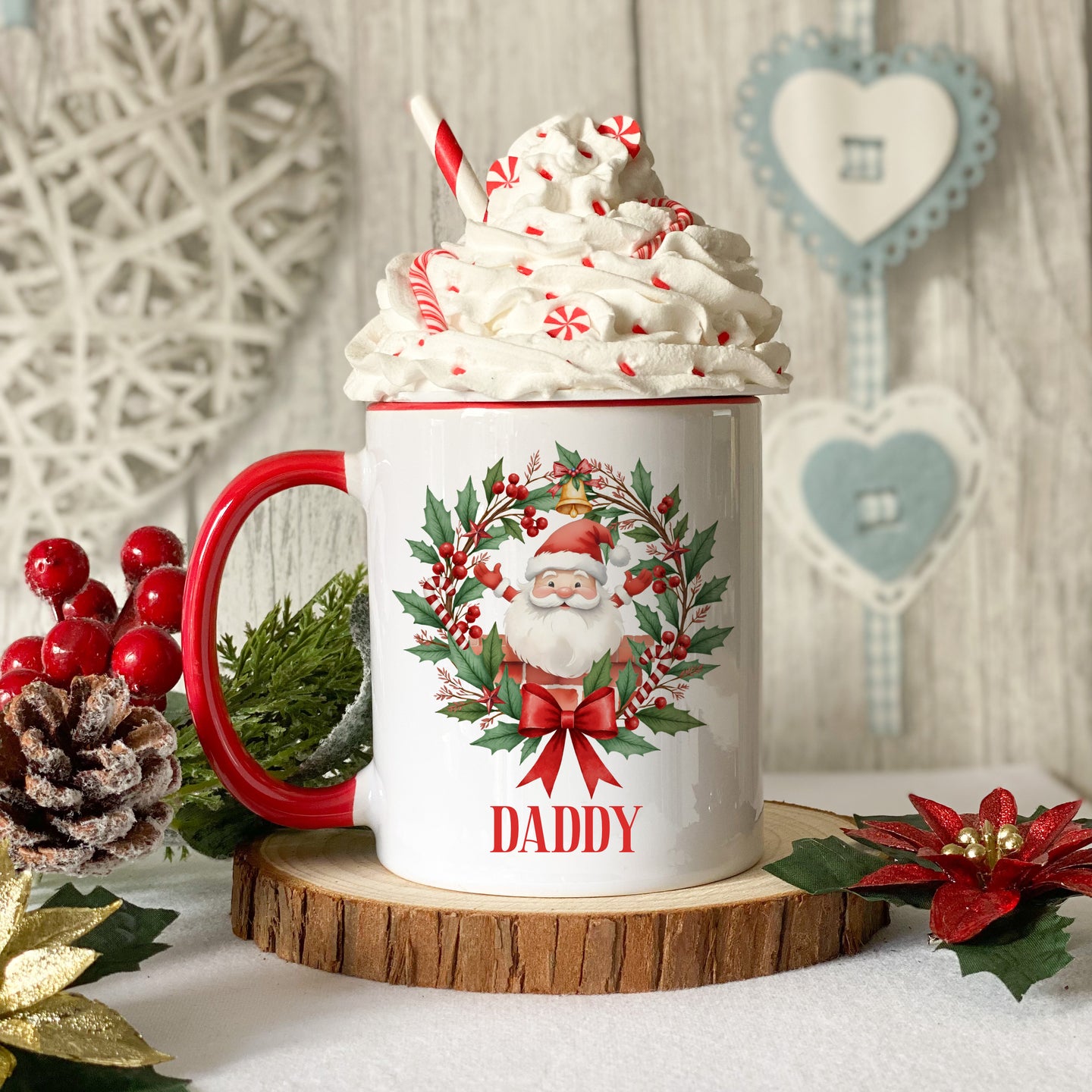Santa Wreath Christmas Mug