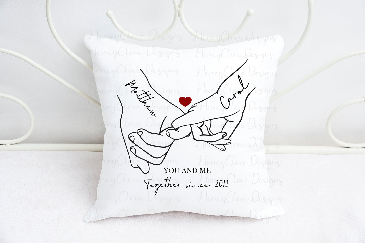 Line Art Couples Hands Cushion