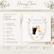 Load image into Gallery viewer, Personalisation and card details infographic for HoneyClove Designs wedding card
