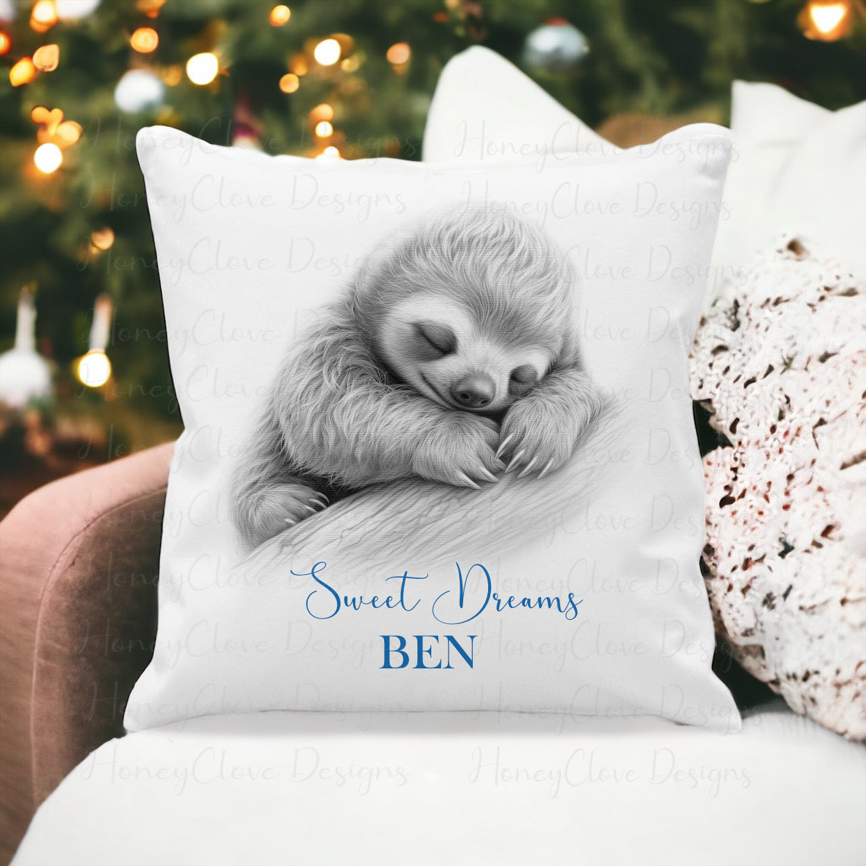 Sketch Art Sleepy Sloth  Cushion