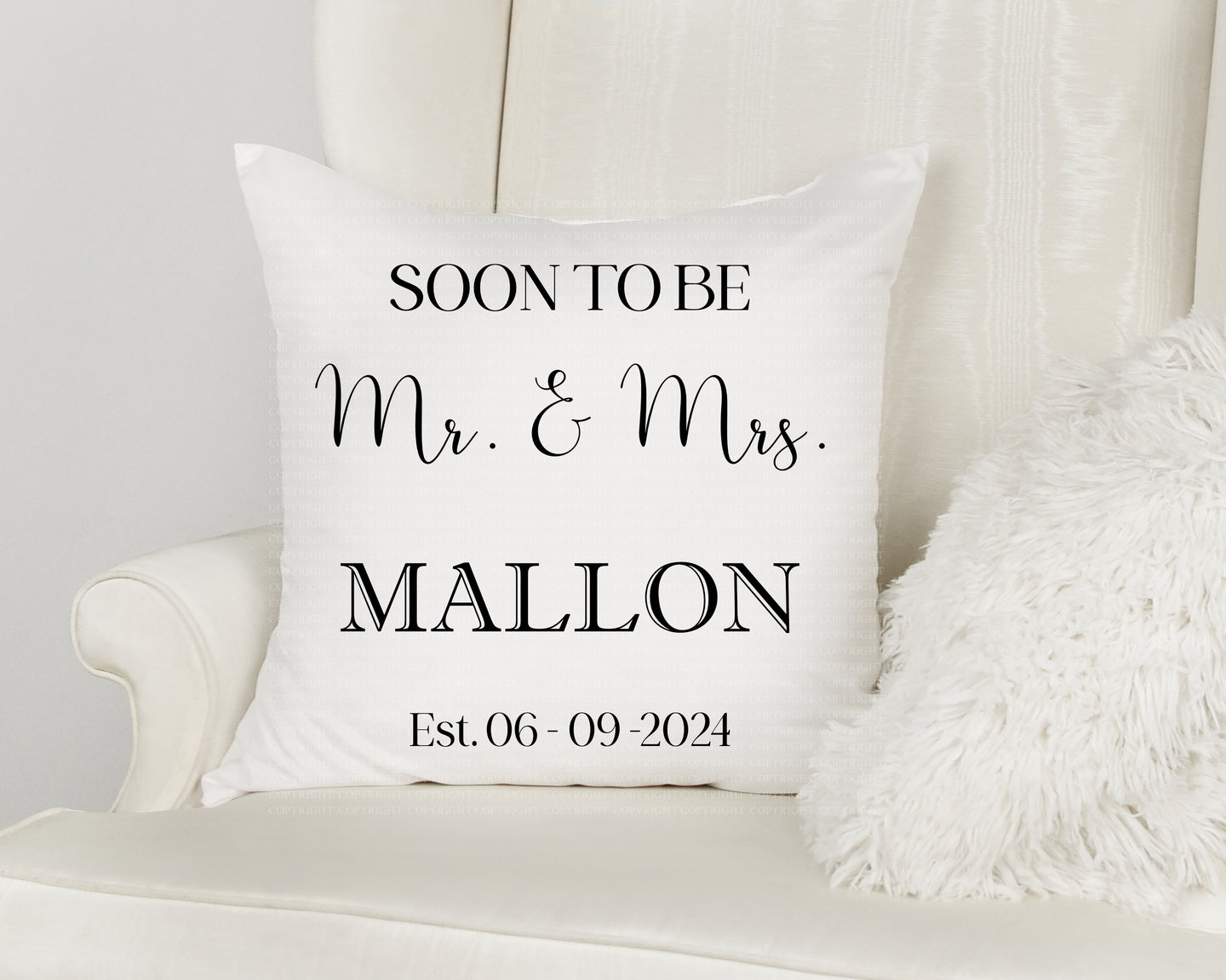 Monochrome Engagement/Wedding Cushion