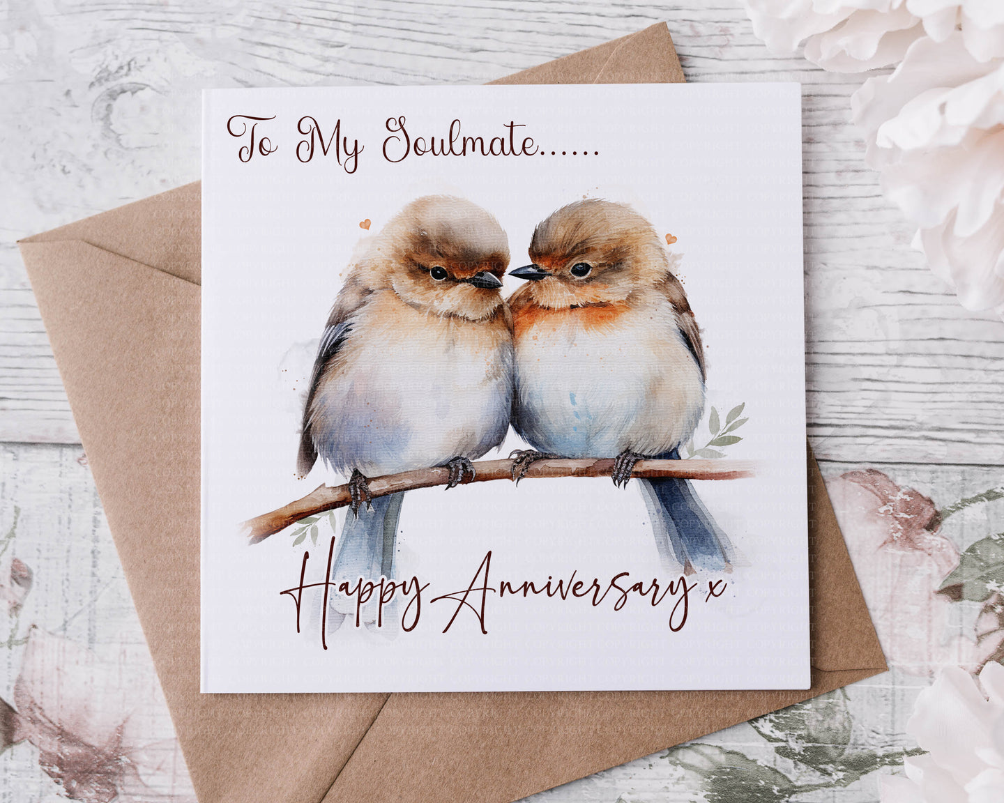 Anniversary card - Robins