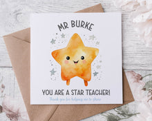 Load image into Gallery viewer, Star Teacher Card - Various colours
