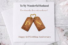 Load image into Gallery viewer, 3 year anniversary - Leather greeting card (Tags)
