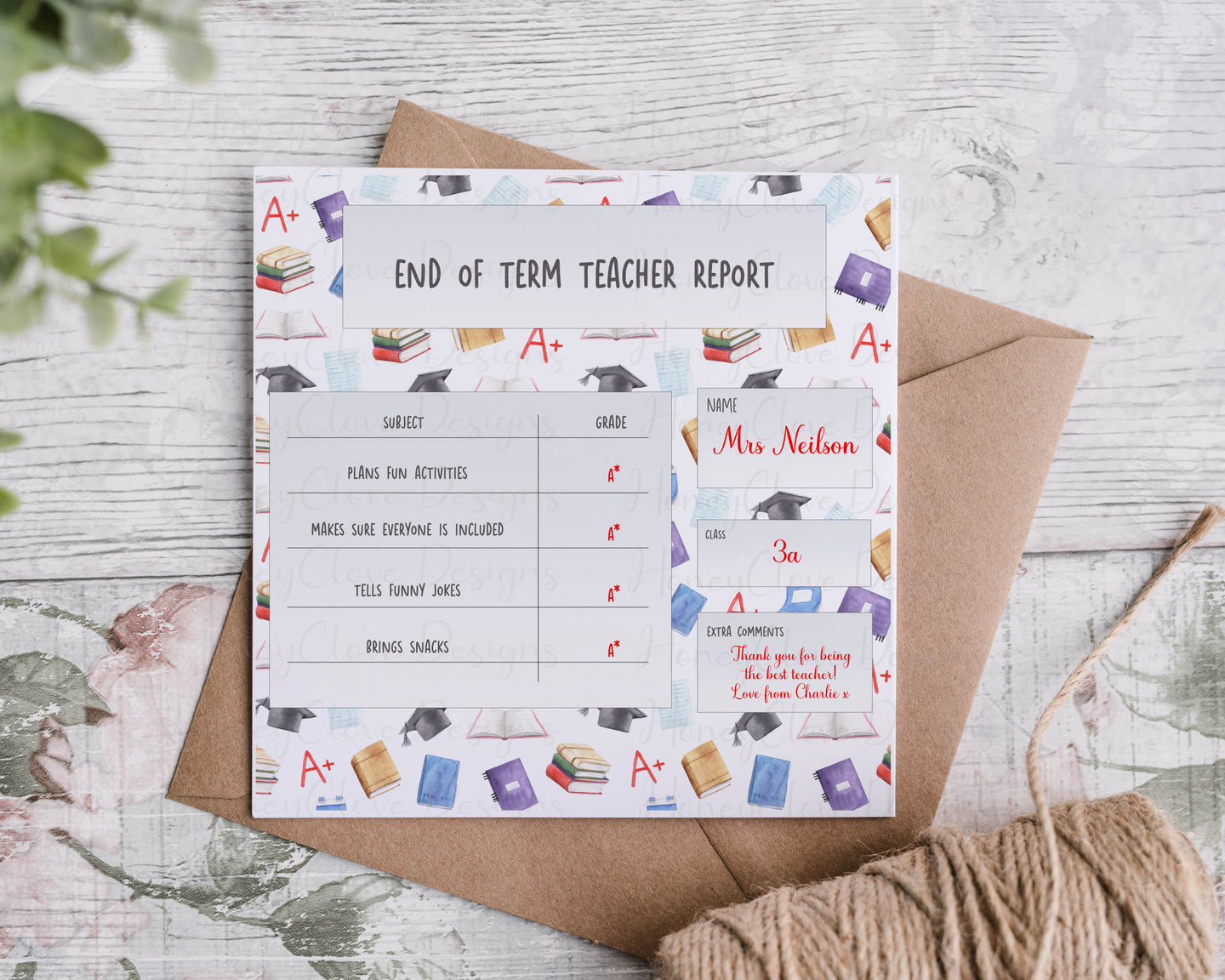 Teacher report card - Square card