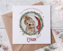 Load image into Gallery viewer, Teddy Bear Wreath Christmas Card
