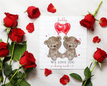 Load image into Gallery viewer, Red heart balloon Bear Valentine Card - 2 bears
