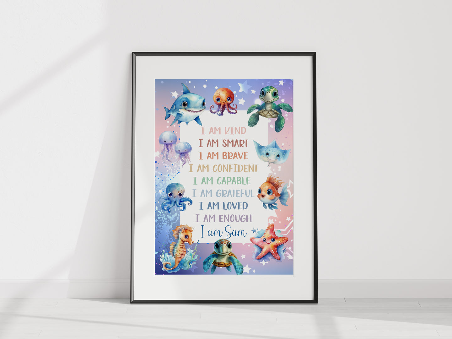 Childs Affirmation print  - under the sea