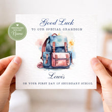 Load image into Gallery viewer, First day at school card  -vintage backpack

