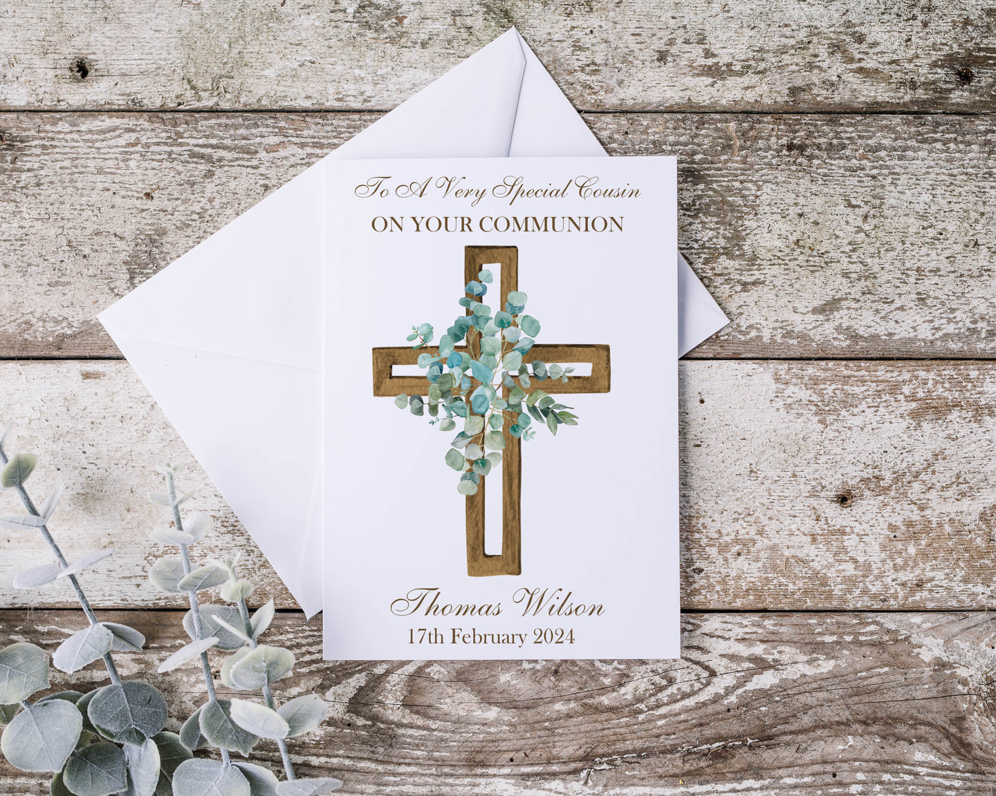 Communion Wooden Cross Greeting Card