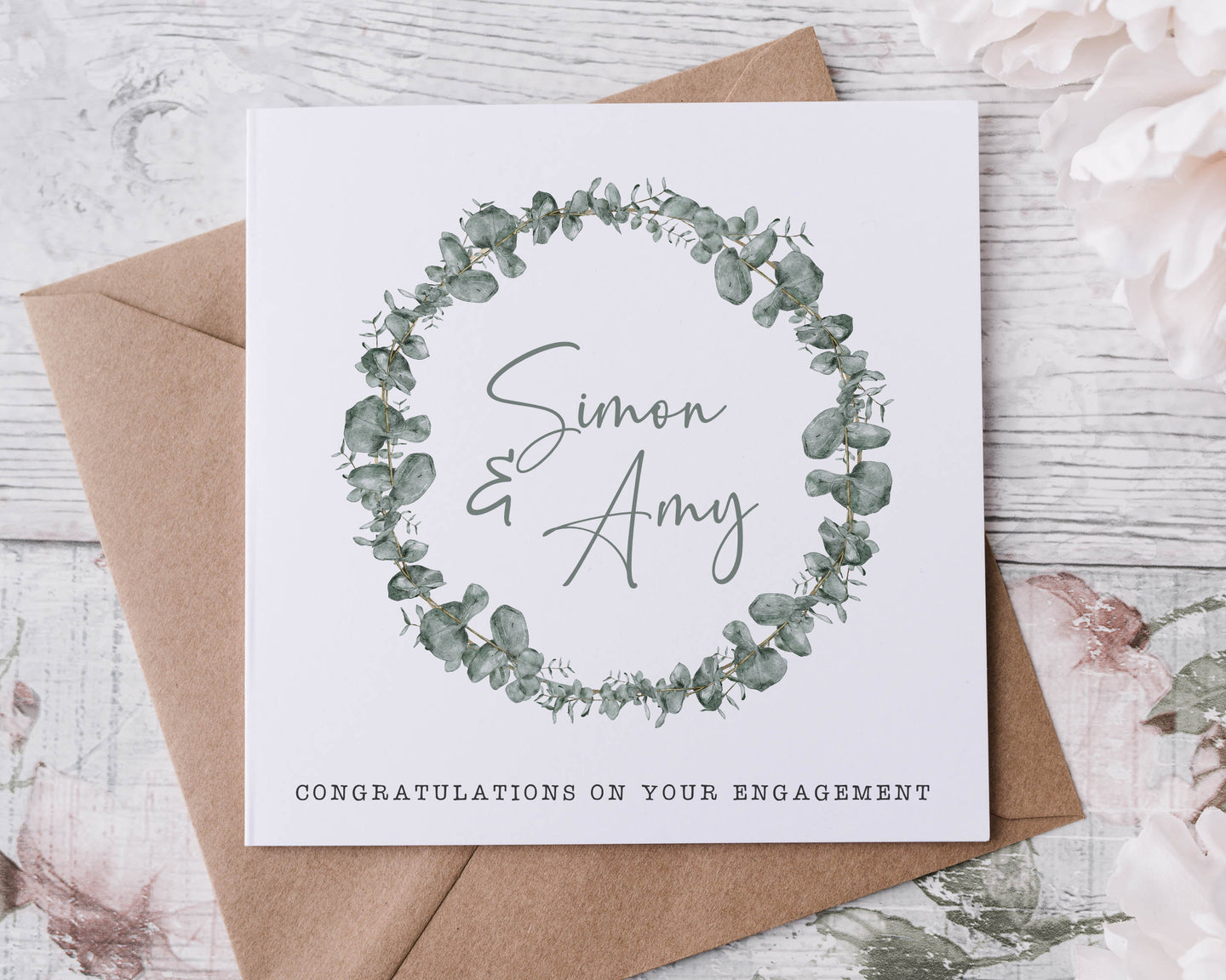 Engagement card - Green Wreath