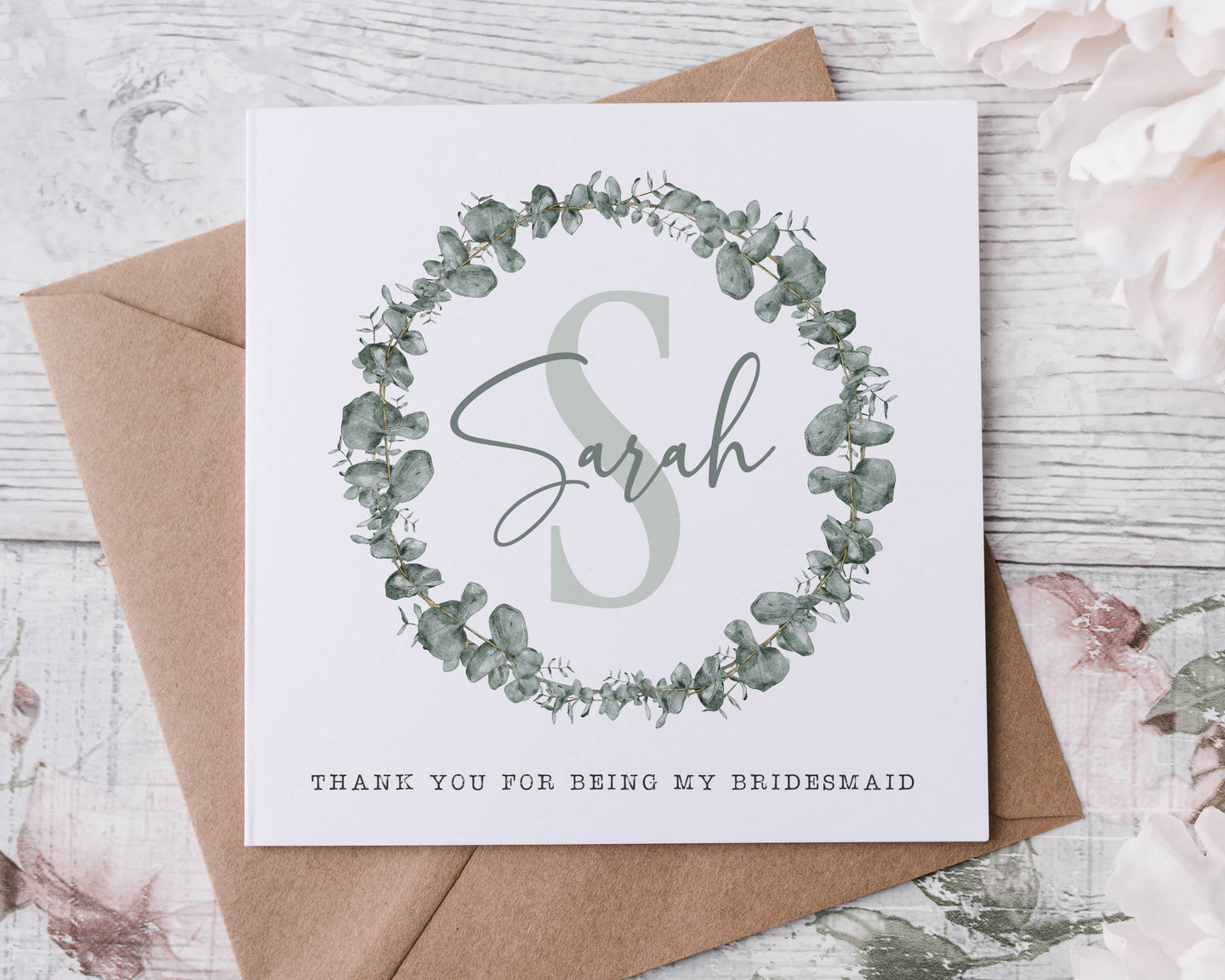 Thank you Bridesmaid Card - Eucalyptus Wreath