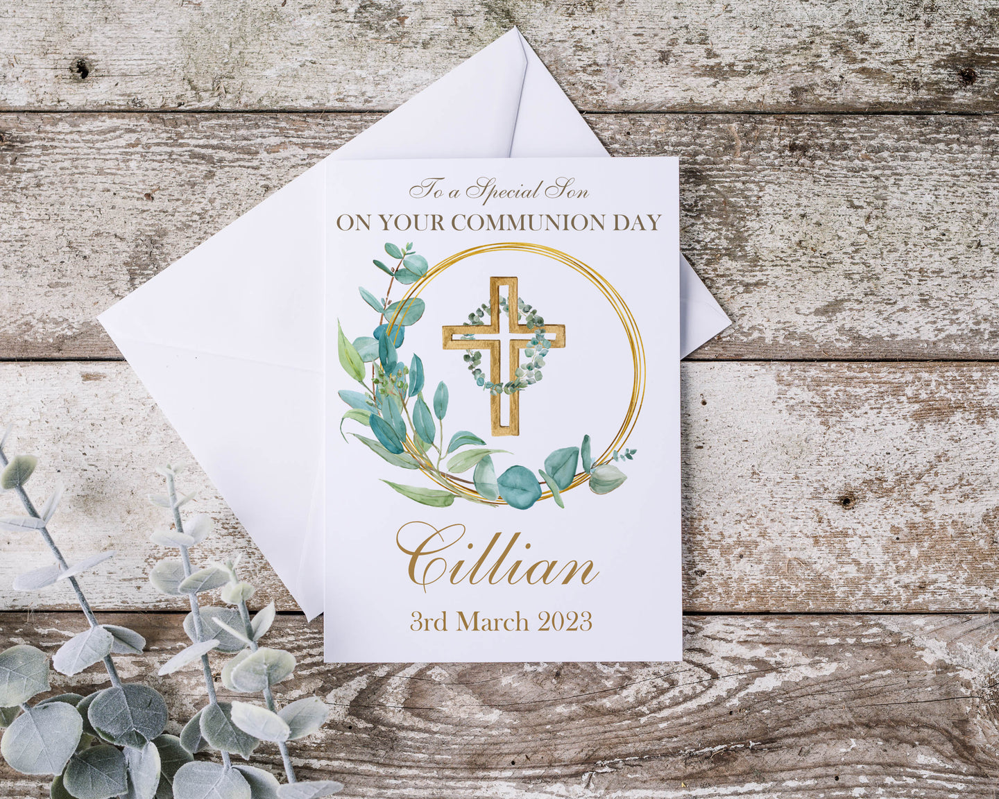 Communion Wreath & Cross Greeting Card