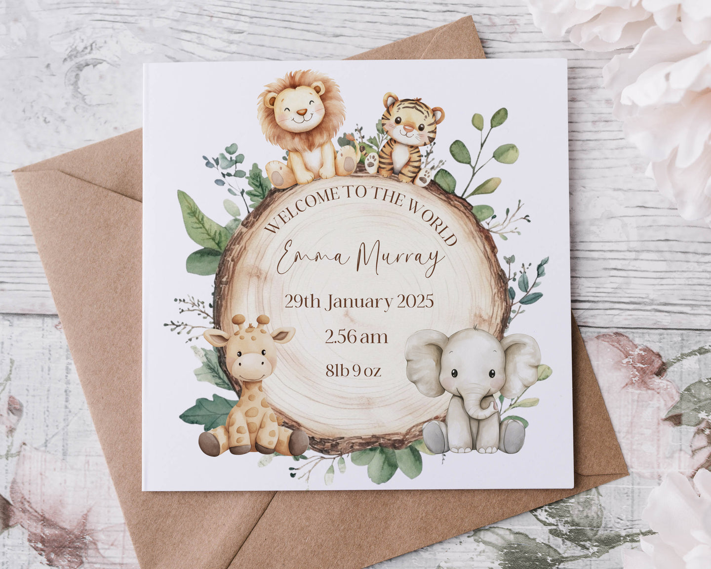 Zoo Animal New Baby Card