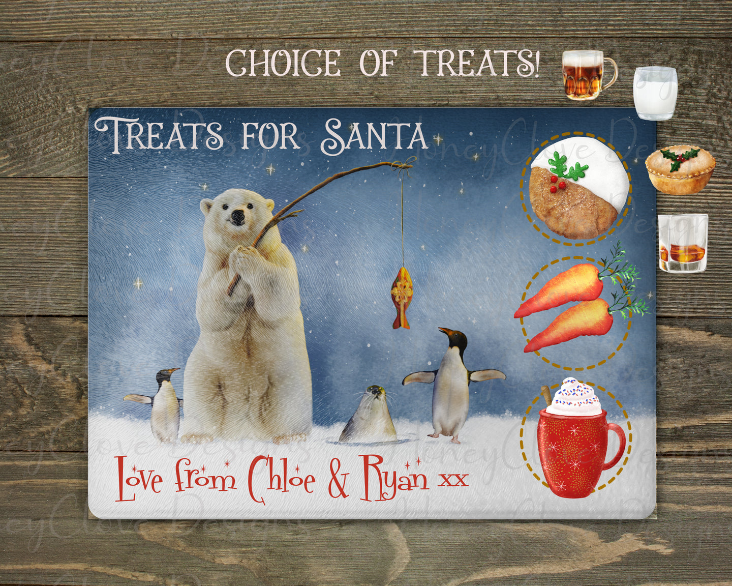 Polar Bear Treats For Santa Glass Board