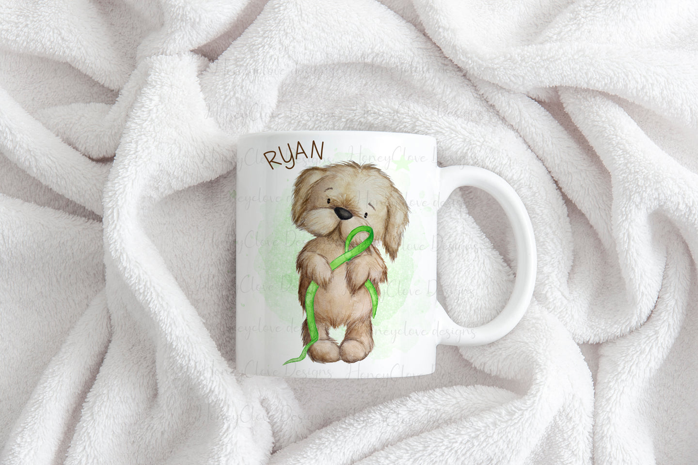 Dog Mascot - Green Ribbon Mug