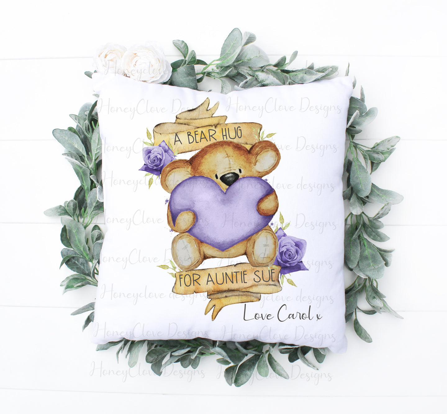 Bear Hug Cushion - Lilac