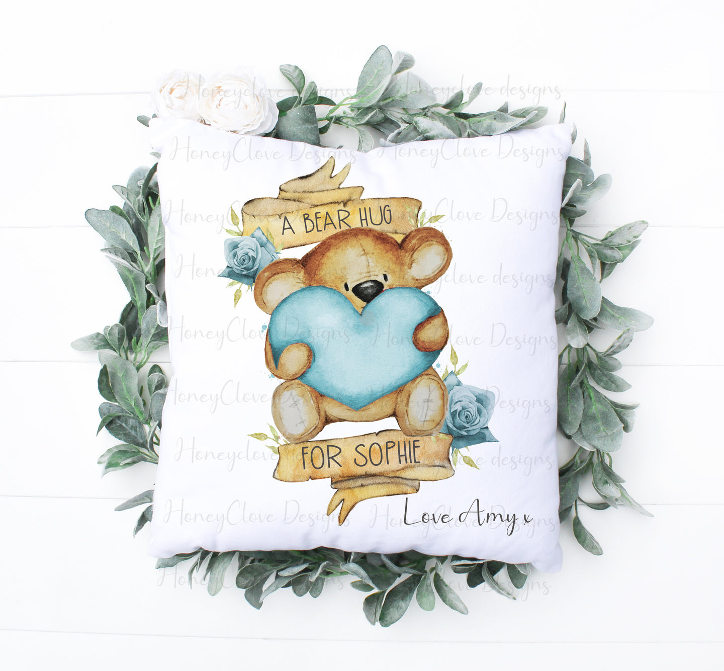 Bear Hug Cushion - Turquoise