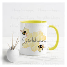 Load image into Gallery viewer, Bee HoneyComb Name Mug
