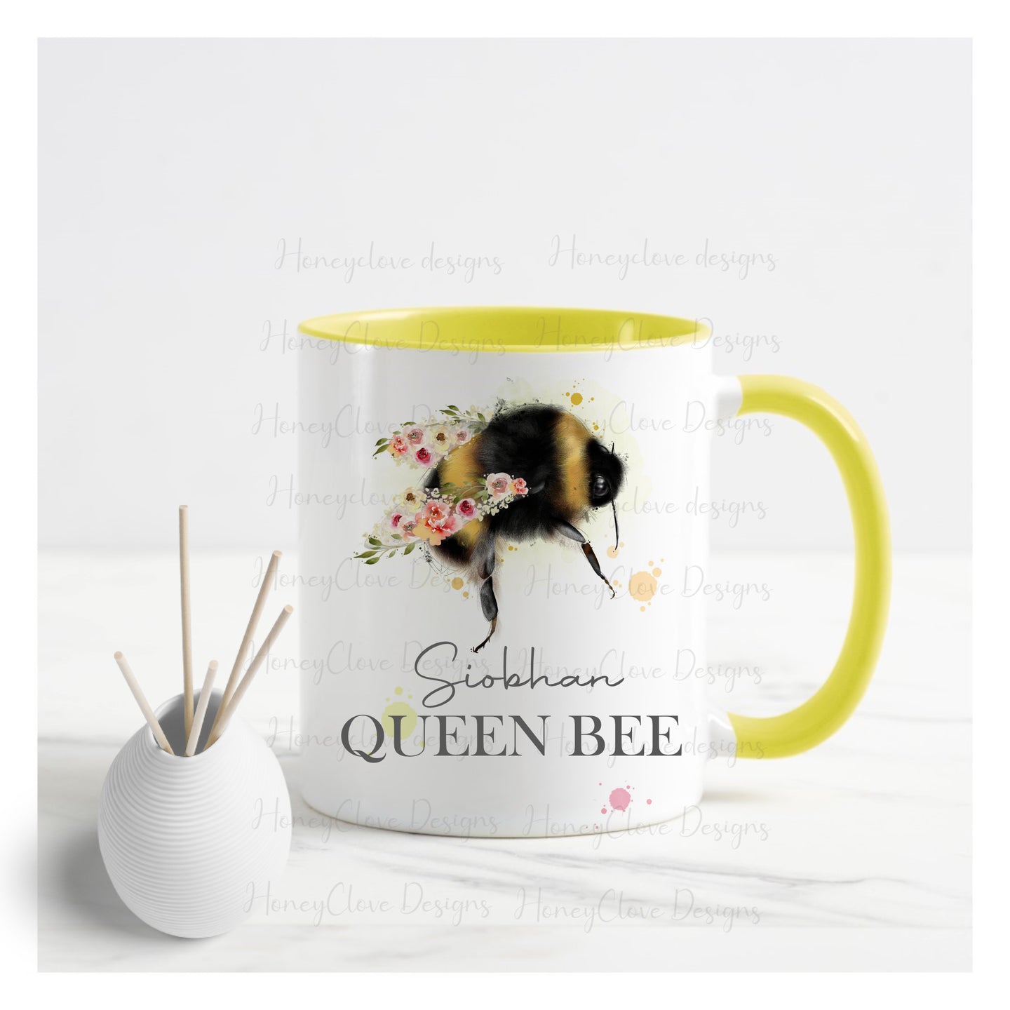 Bee Queen Yellow Mug