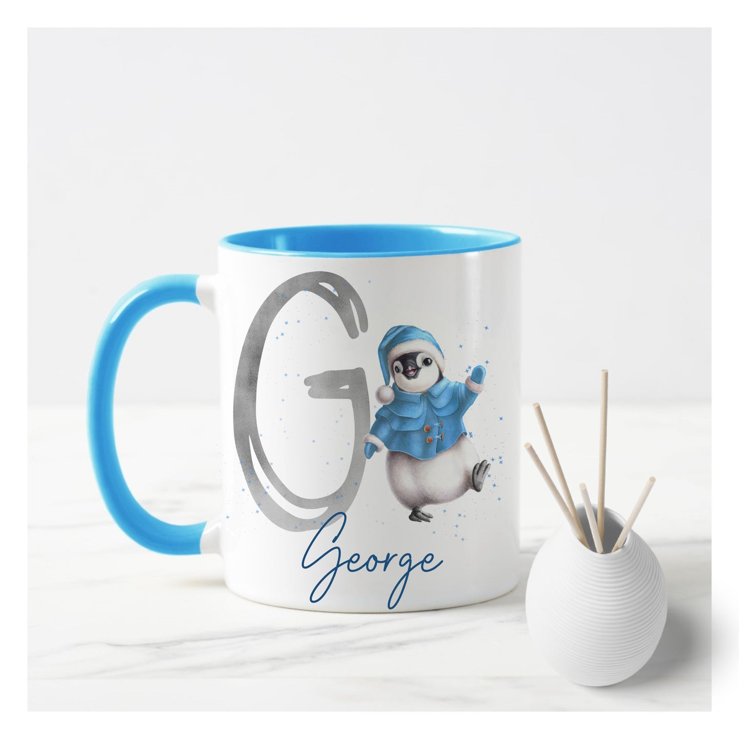 Blue Penguin Christmas Mug