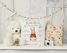 Load image into Gallery viewer, Bunny Birth Stat Cushion  - Various Colours
