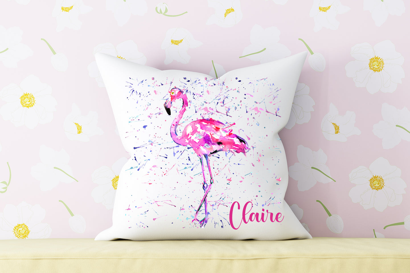 Colour Splash Flamingo Cushion