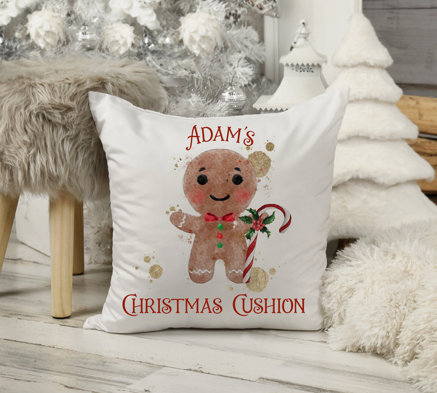 Gingerbread Boy Christmas Cushion