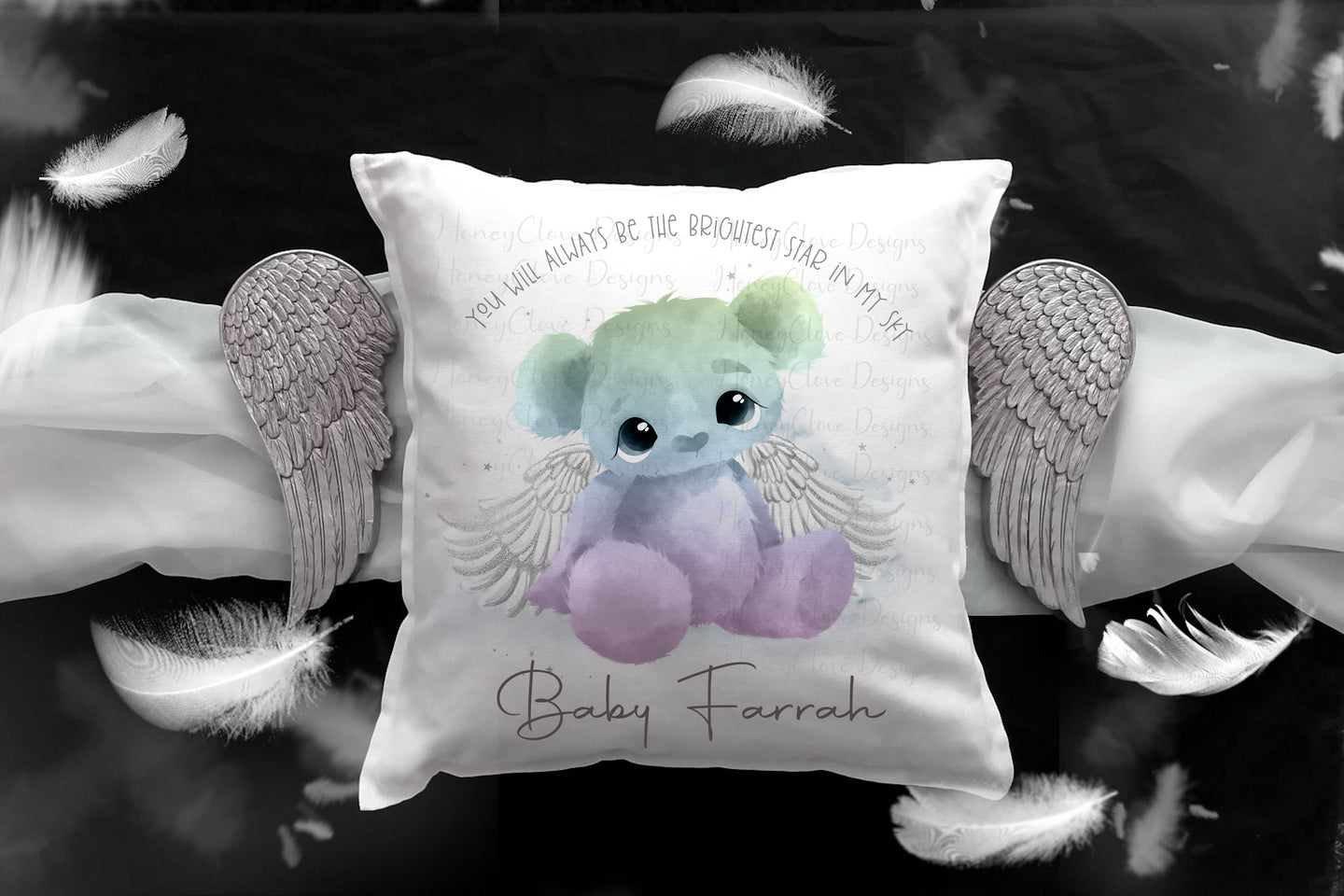 Memorial Teddy Bear Cushion -  Rainbow