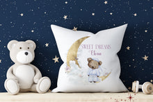 Load image into Gallery viewer, Pyjama Bear - Moon &amp; Flowers Cushion (2 Colours)
