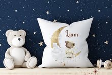 Load image into Gallery viewer, Pyjama Bear - Moon &amp; Stars Cushion (5 Colours)
