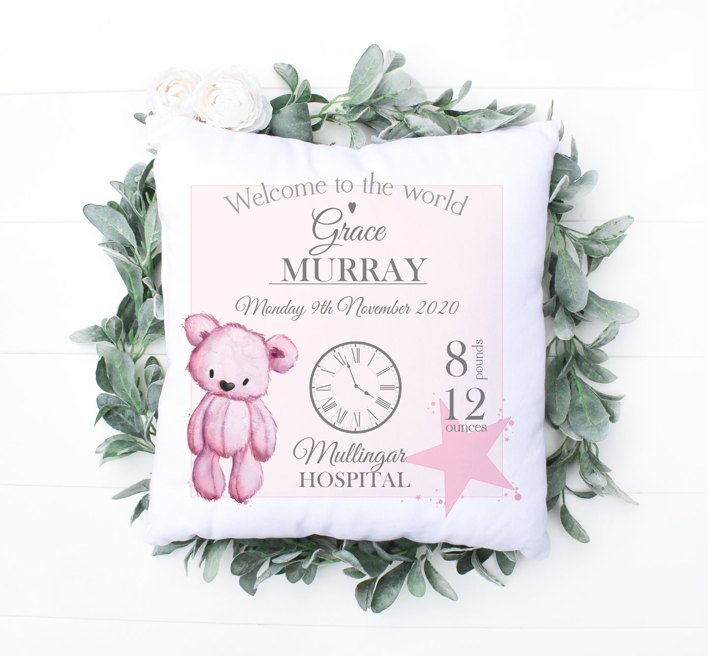 Pink Bear Baby Cushion