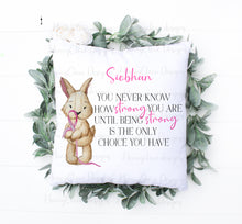 Load image into Gallery viewer, Rabbit Mascot - Pink Ribbon Cushion
