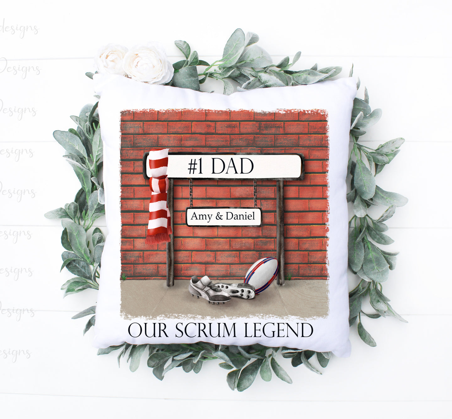 Street Sign Cushion (Colour)  - Rugby
