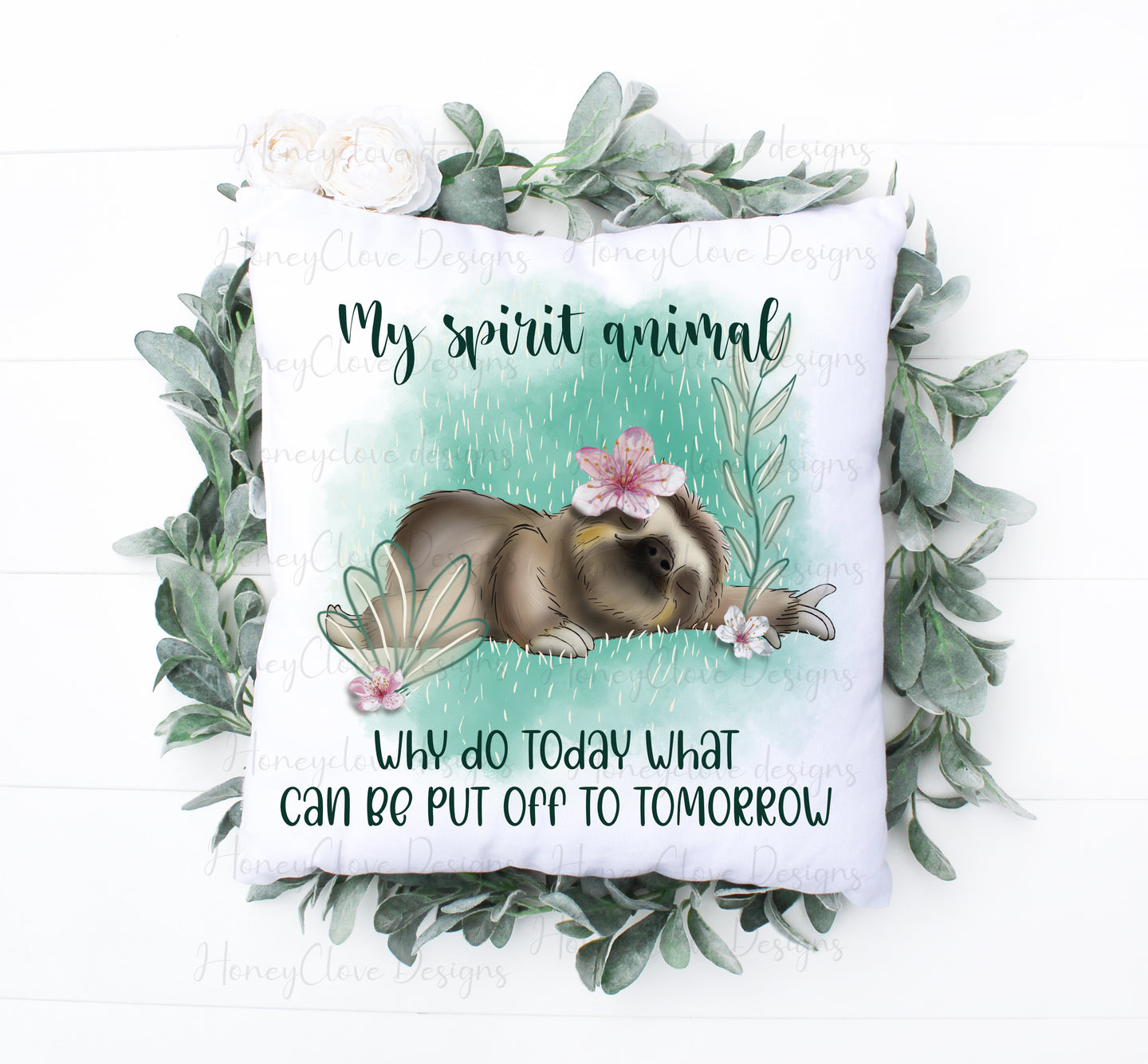 Girl Spirit Animal Sloth Cushion