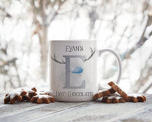 Load image into Gallery viewer, Red Nose Antler Initial Christmas Mug
