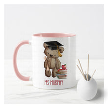 Load image into Gallery viewer, Teacher Bear Mug - Pink or white handle
