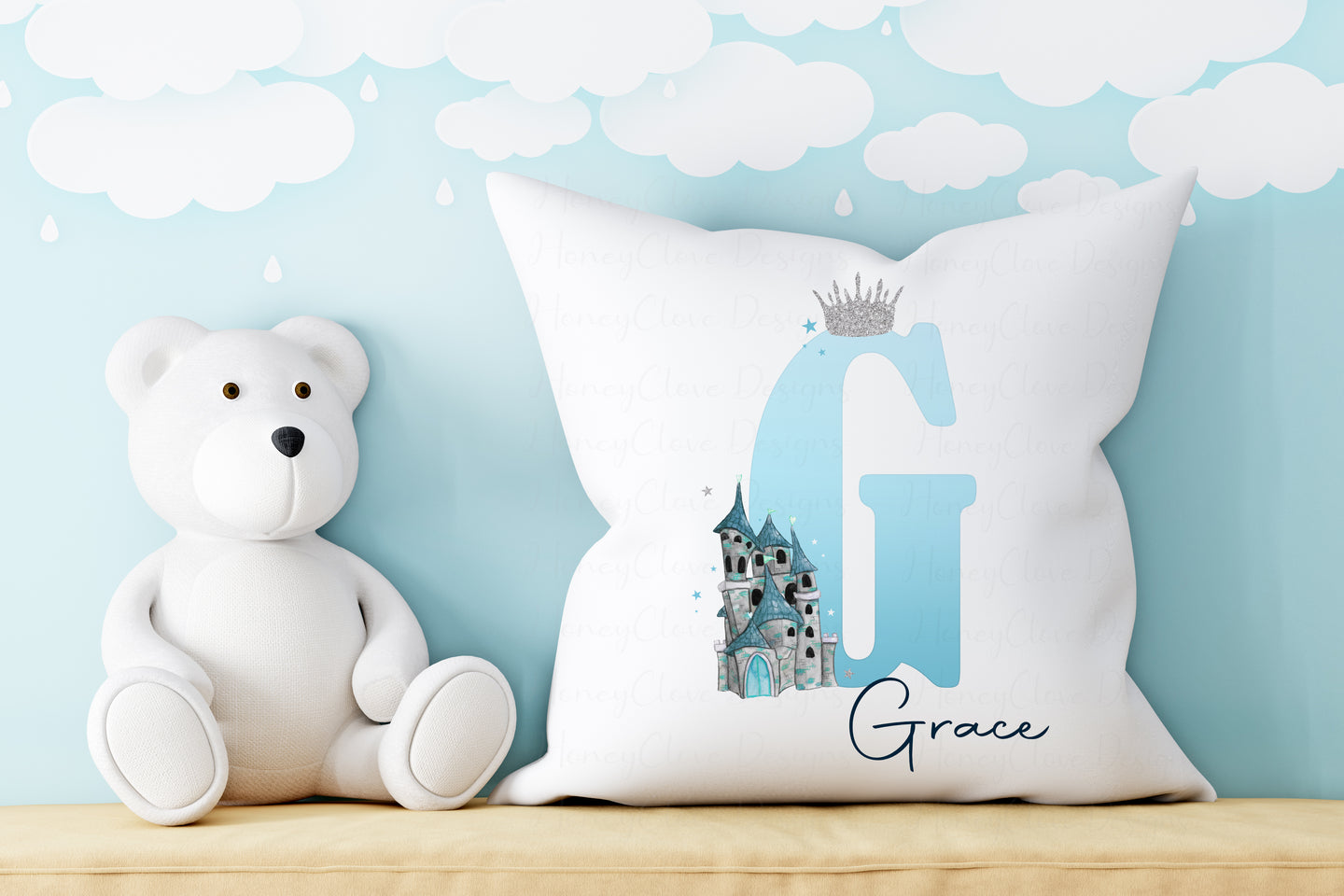 Blue Castle Name Cushion