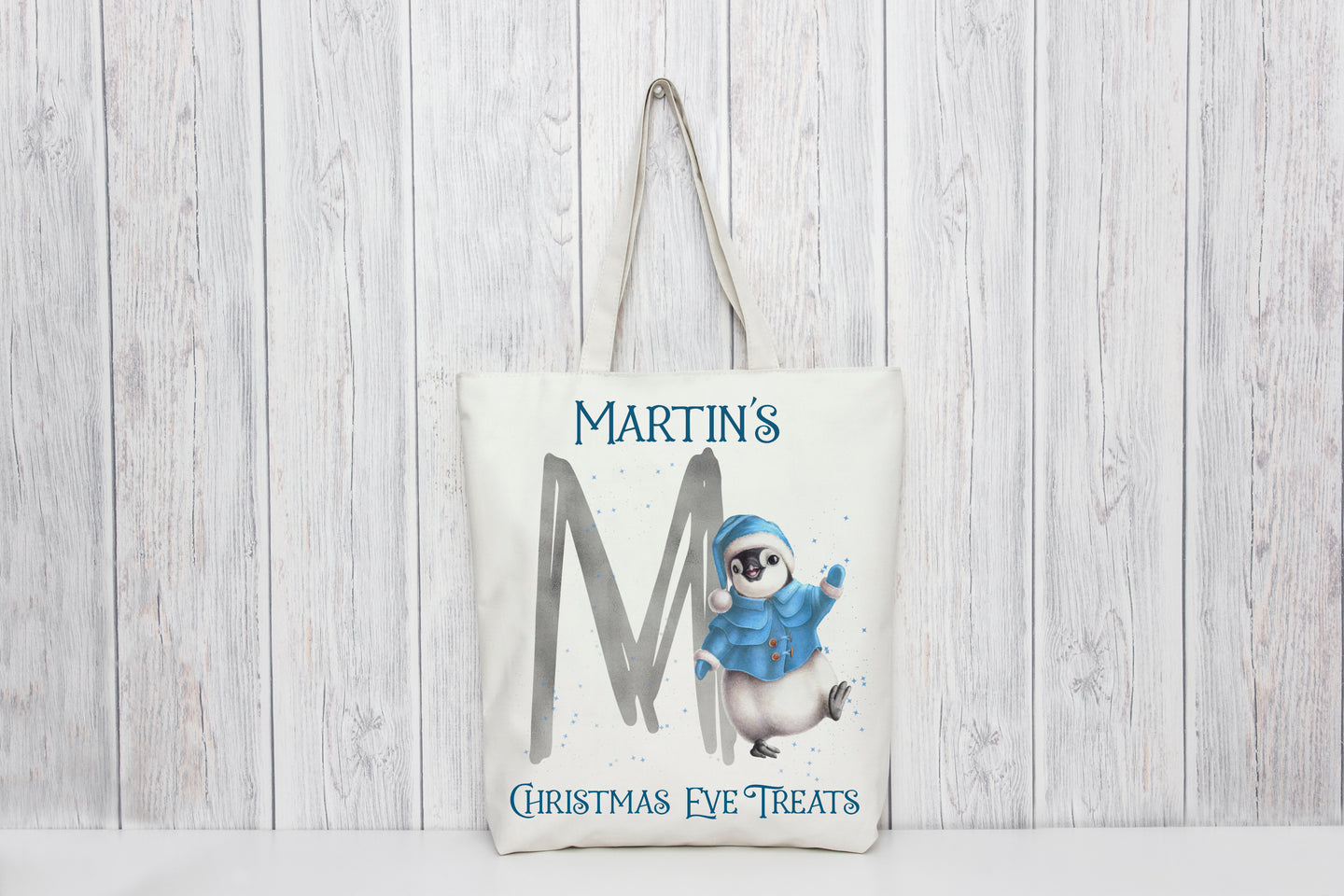 Blue Penguin Christmas Eve Bag