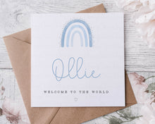 Load image into Gallery viewer, New Born Baby Greeting Card - Rainbow (blue or pink)
