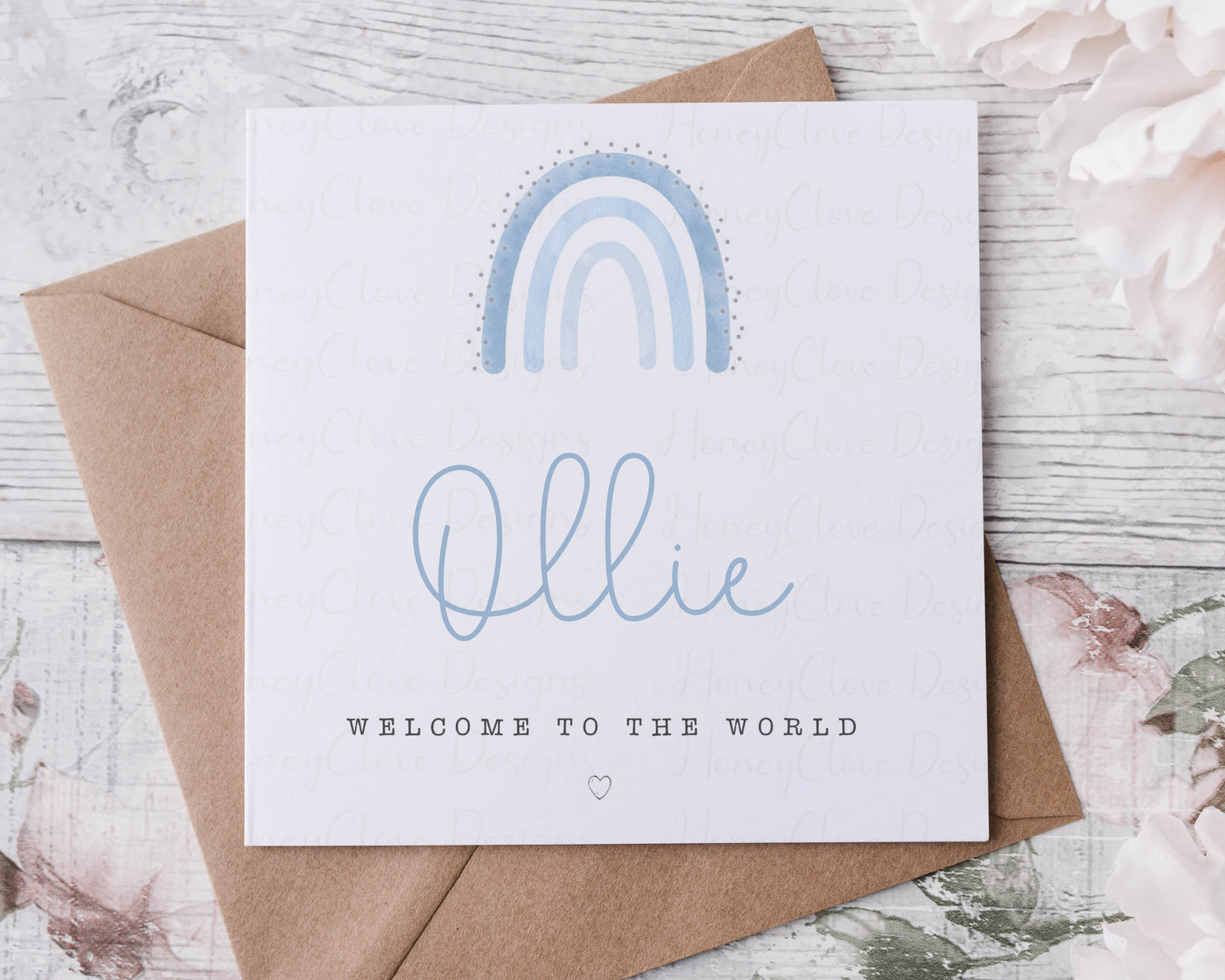 New Born Baby Greeting Card - Rainbow (blue or pink)