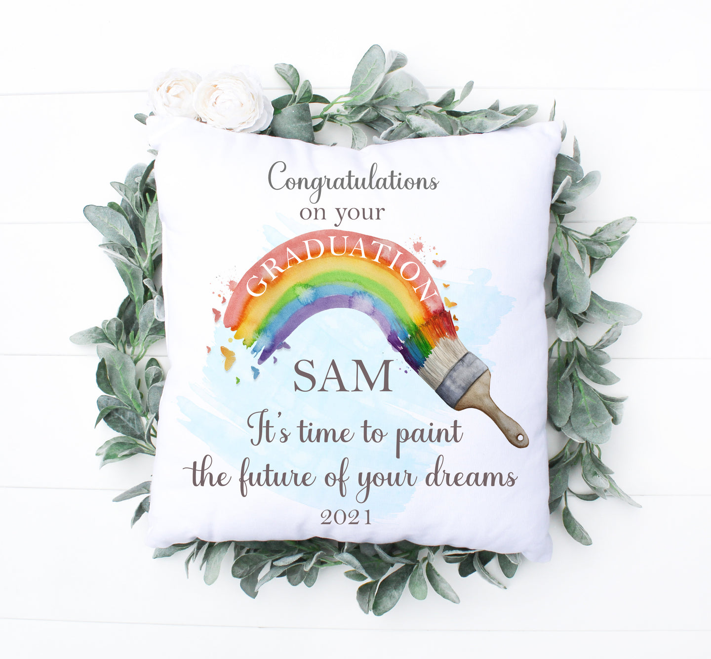 Graduation Bright Rainbow Cushion