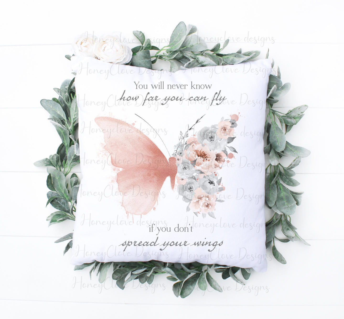 Rose Gold Butterfly Cushion
