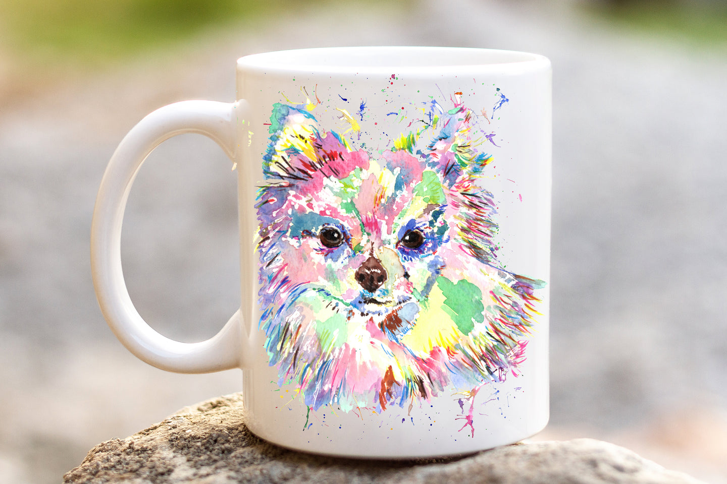 Watercolour Dog Mug - Long Hair Chihuahua Style