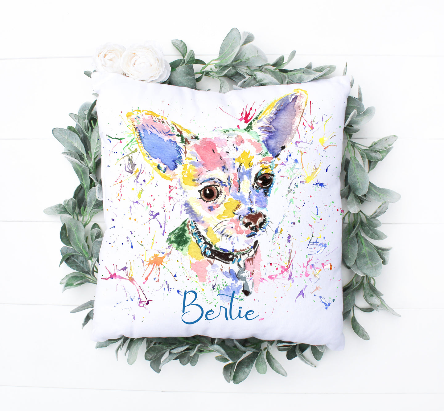 Watercolour Dog Cushion - Chihuahua Style