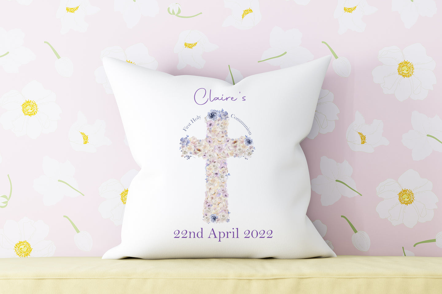 Floral Cross Communion Cushion