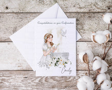 Load image into Gallery viewer, Confirmation Girl Praying Greeting Card
