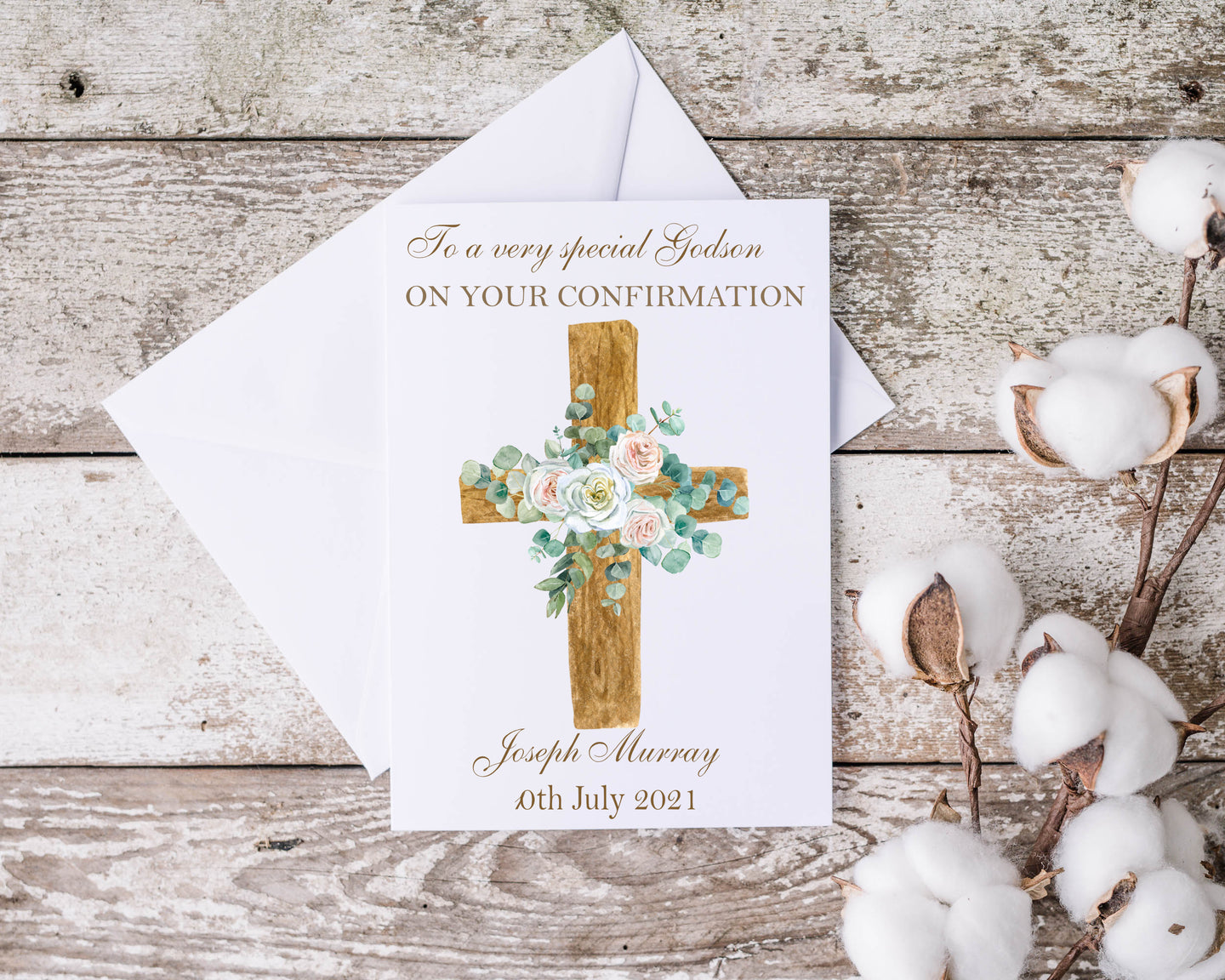 Gold Cross Communion/Confirmation Greeting Card