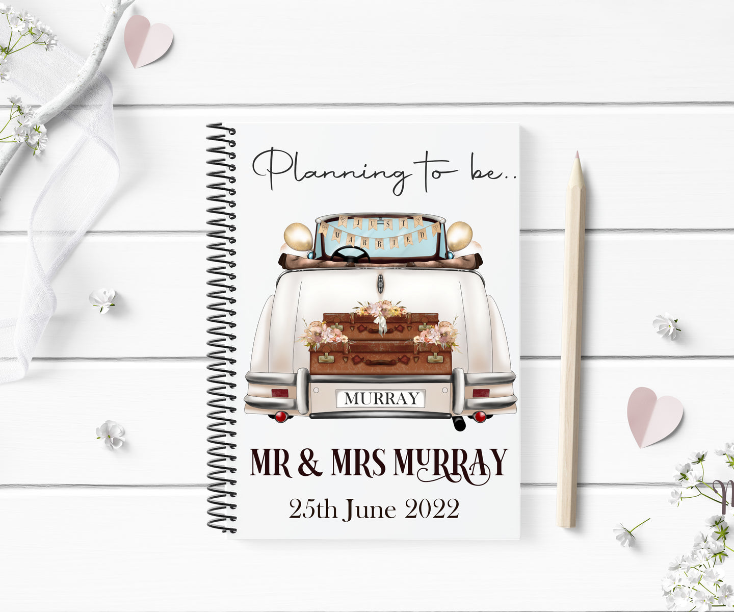 Wedding Car with Suitcases - Notebook