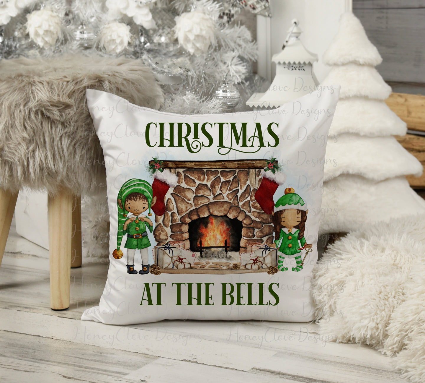 Little Elves Christmas Cushion